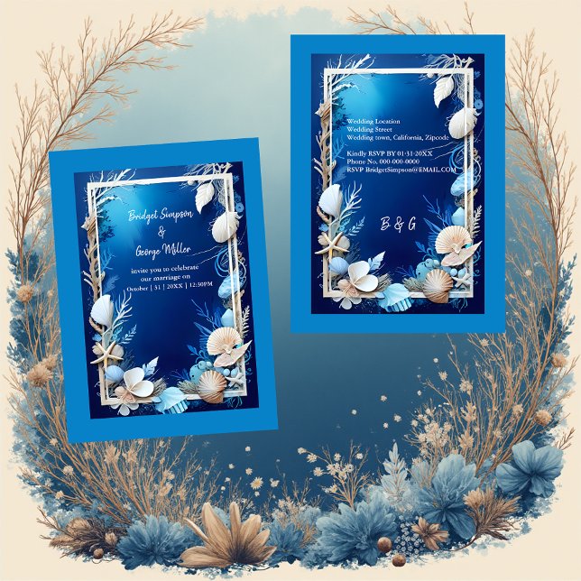 blue coastal vibe wedding Invitation (Creator Uploaded)
