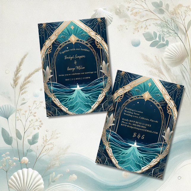 blue coastal vibe wedding Invitation (Creator Uploaded)