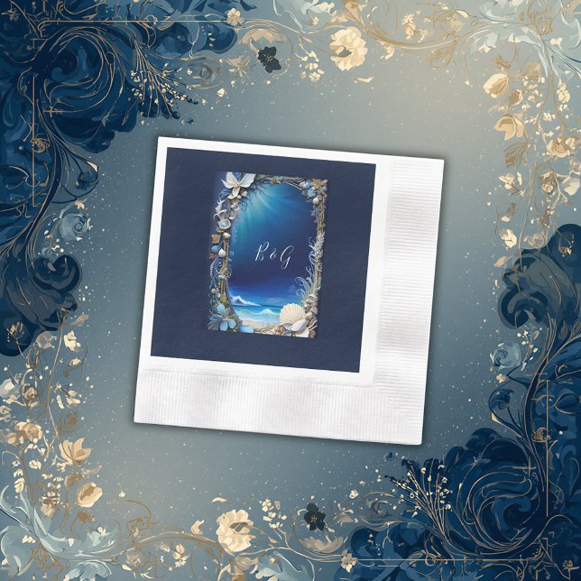 blue coastal vibe wedding napkins (Creator Uploaded)