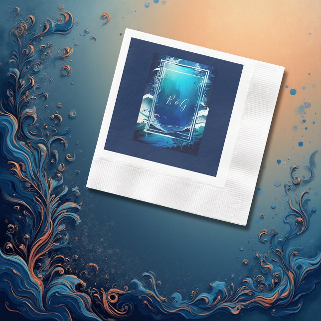 blue coastal vibe wedding napkins (Creator Uploaded)