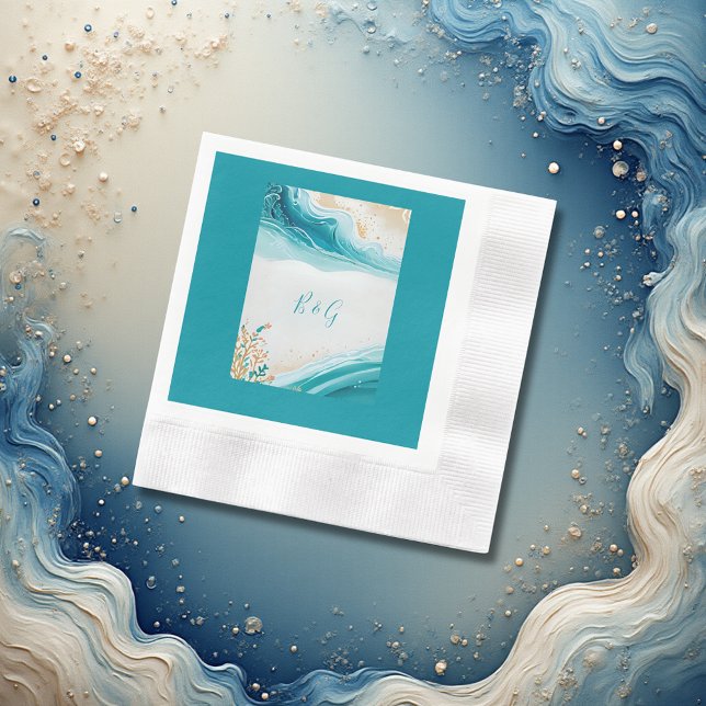 blue coastal vibe wedding napkins (Creator Uploaded)