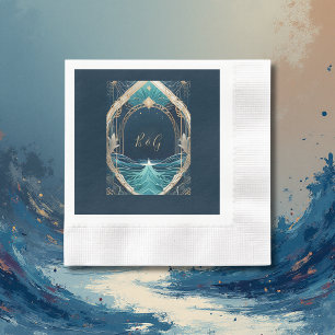 blue coastal vibe wedding napkins