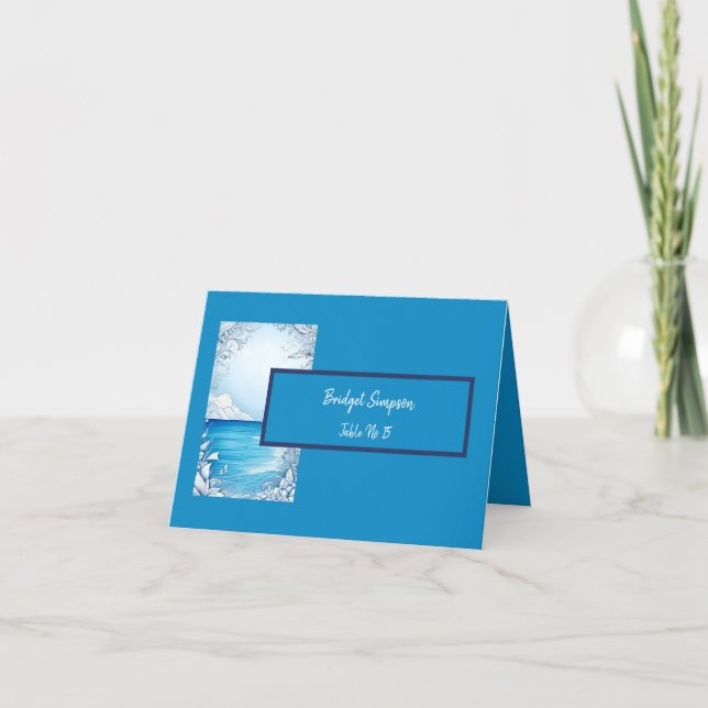 blue coastal vibe Wedding seating card (Front)