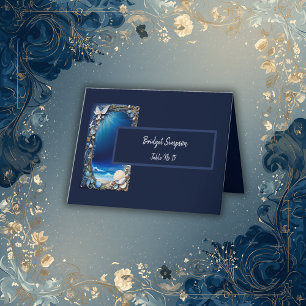 blue coastal vibe Wedding seating card