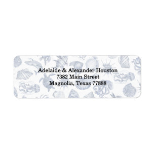 Blue Coastal Wedding Address Label