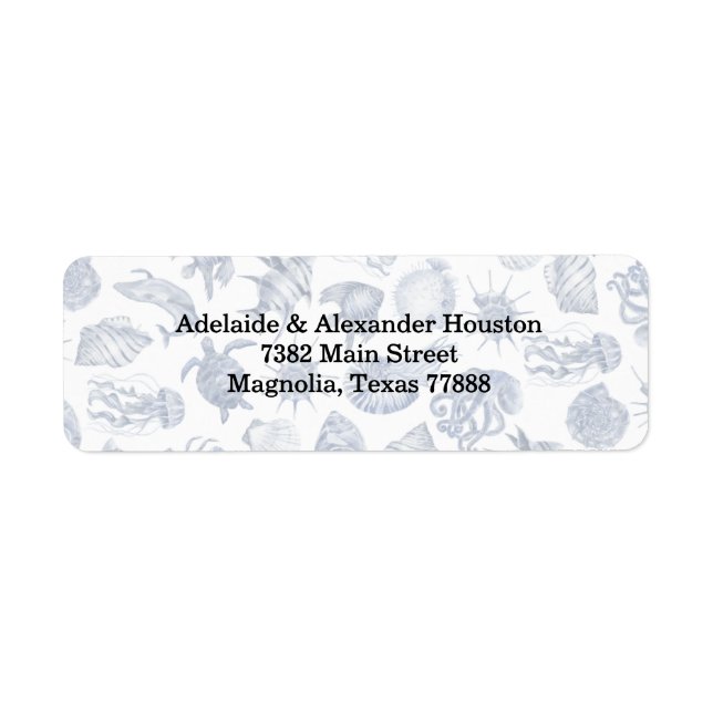 Blue Coastal Wedding Address Label (Front)