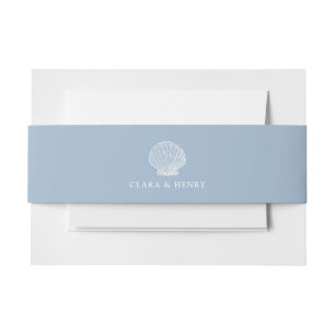 Blue Coastal Wedding Invitation Belly Band