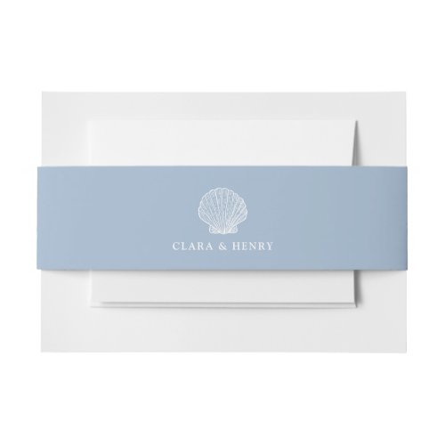 Blue Coastal Wedding Invitation Belly Band