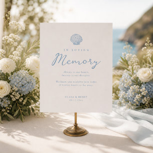 Blue Coastal Wedding Memorial Table Sign