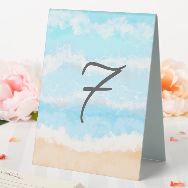 Blue Coastal Wedding  Table Numbers and Names Tent (In SItu (Wedding))
