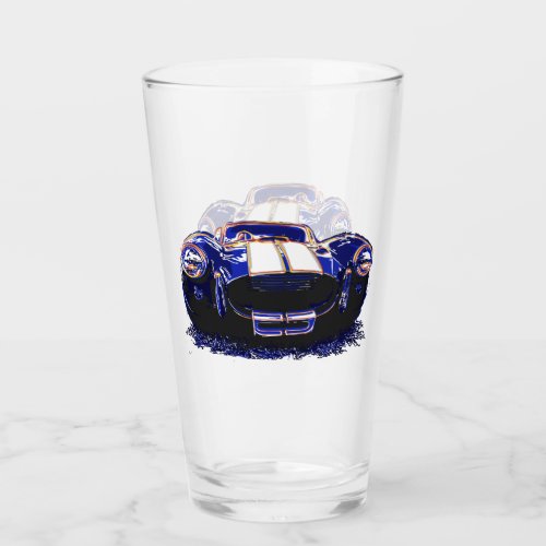 blue cobra classic car graphic lithograph glass