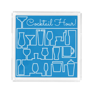 Blue cocktail party acrylic tray