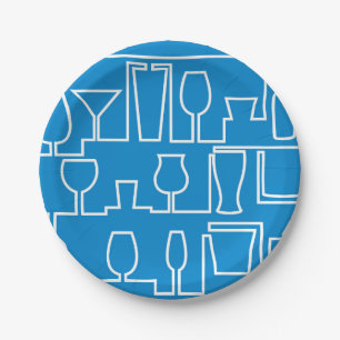 Blue cocktail party paper plates