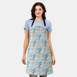 Blue Cocoa & Gingerbread Cookie Pattern Apron
