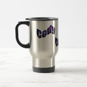 Blue Cody Name Logo, Travel Mug