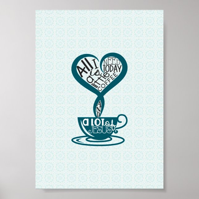 Blue Coffee and Jesus Poster 5"x7" (Front)