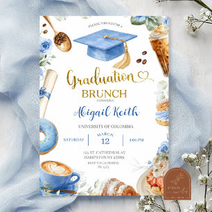 Blue Coffee Graduation brunch Invitation