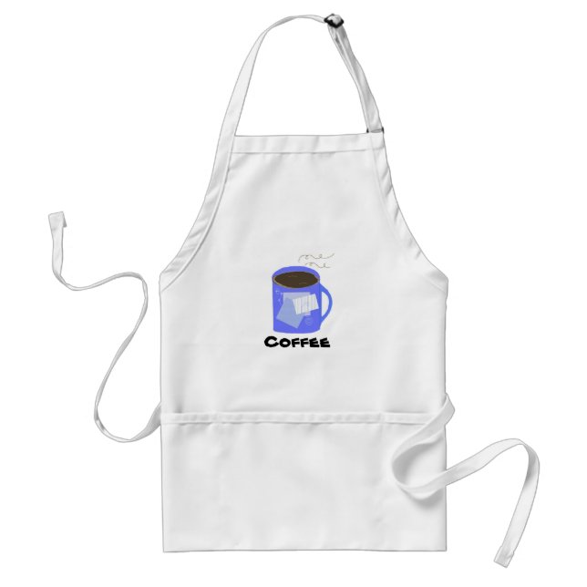 Blue Coffee Mug Adult Apron (Front)