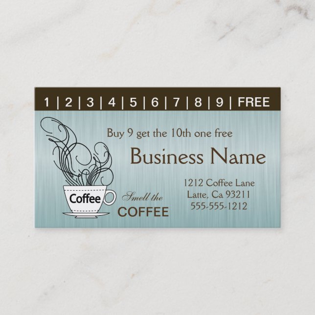 Blue Coffee Punch Cards on Both Sides (Front)