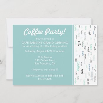 Blue Coffee Store/ Cafe Shop Opening Invitations by PeachyPrints at Zazzle