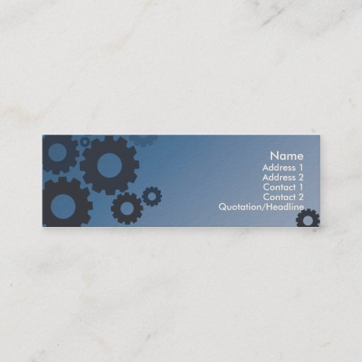 Customizable Blue Cogs - Skinny Business Card Template