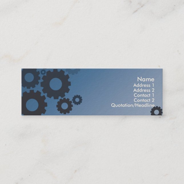 Blue Cogs - Skinny Mini Business Card (Front)