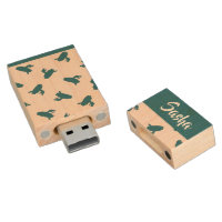 Blue coiled snakes on pink wood flash drive