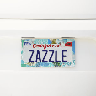 Blue Collage License Plate Frame
