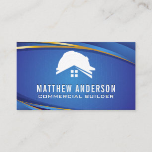 Blue Collar Logo   Blue Geometric Business Card