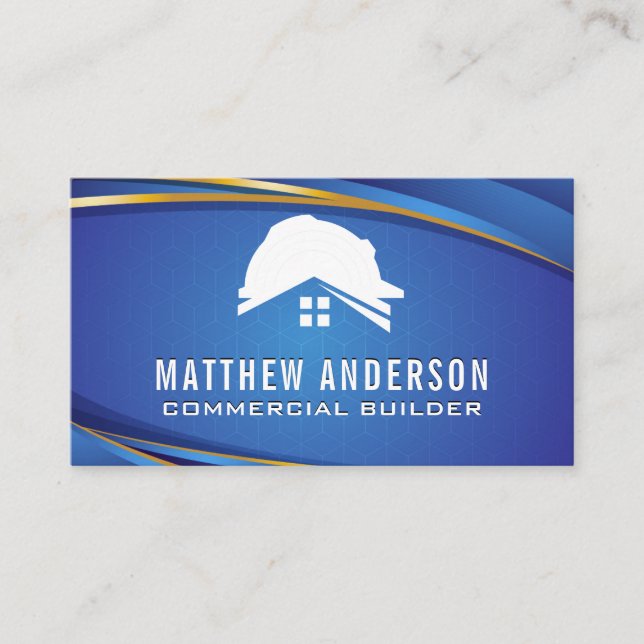 Blue Collar Logo | Blue Geometric Business Card (Front)