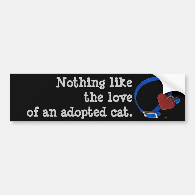 Blue Collar Red Heart Cat Love Bumper Sticker (Front)