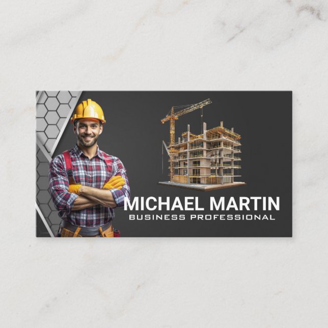 Blue Collar Worker | Construction Building Site Business Card (Front)