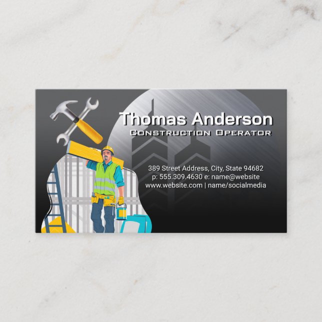 Blue Collar Worker | Construction Tools Business Card (Front)