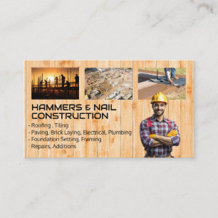 Blue Collar Workers Construction Site Business Card