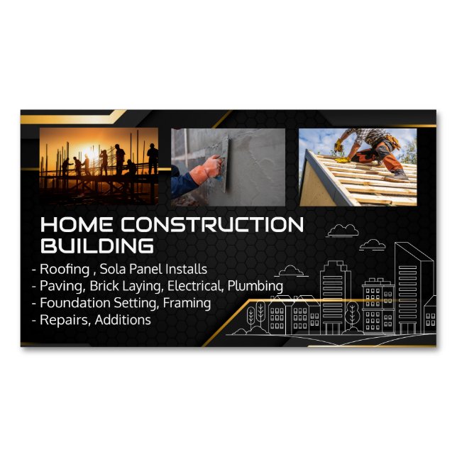 Blue Collar Workers | General Contractor Business Card Magnet (Front)