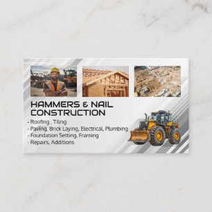 Blue Collar Workers Heavy Machinery Builder Business Card
