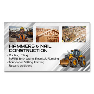Blue Collar Workers Heavy Machinery Builder Business Card Magnet