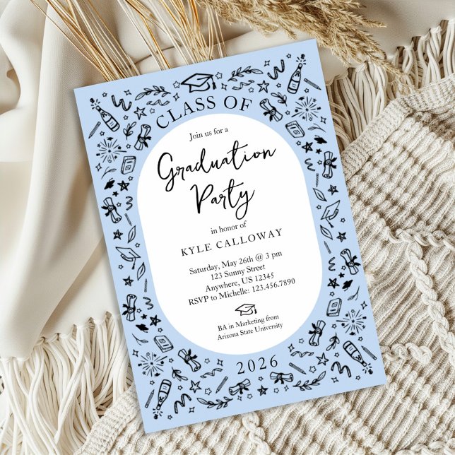 Blue College Graduation Invitation (Creator Uploaded)