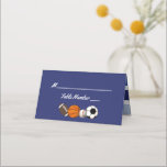 Blue Color Block Sports Party Place Cards<br><div class="desc">Cute modern multi-tone blue and white color block sports boy party / reception place card design by Holiday Hearts Designs (all rights reserved) for your football,  basketball,  baseball or soccer themed occasion.</div>