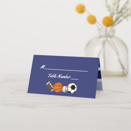 Blue Color Block Sports Party Place Cards