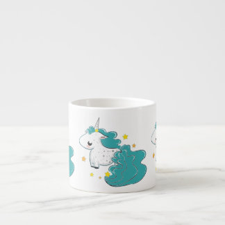 Blue color cartoon unicorns with stars baby mug