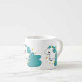 Blue color cartoon unicorns with stars baby mug (Front Right)