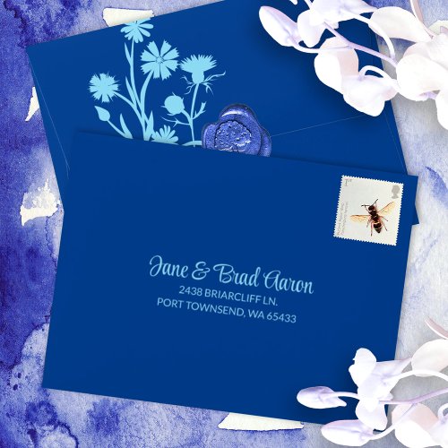 Blue Color Change Flowers Pre_addressed RSVP Envelope