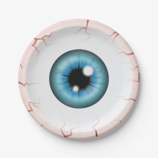 Blue Color Eyeball Halloween Bloodshot Eyeball Paper Plates