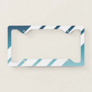 Blue Color Gradient 70s 80s Retro Striped Stripes License Plate Frame