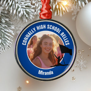 Blue Color Guard Photo High School Christmas Metal Ornament