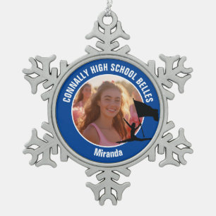 Blue Color Guard Photo High School Dancer Snowflake Pewter Christmas Ornament