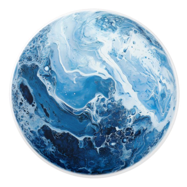 Blue Color Marble Pattern Ceramic Knob (Front)