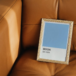 Blue Color Moon Song - White Border Poster