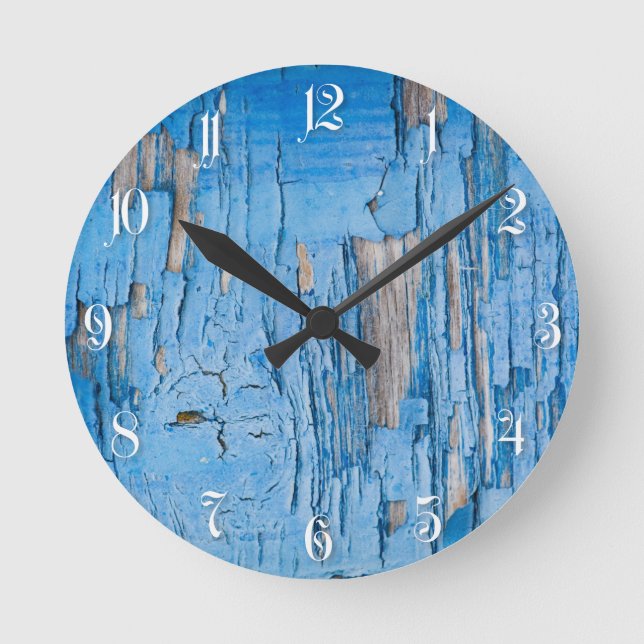 Blue color painted surface round clock (Front)